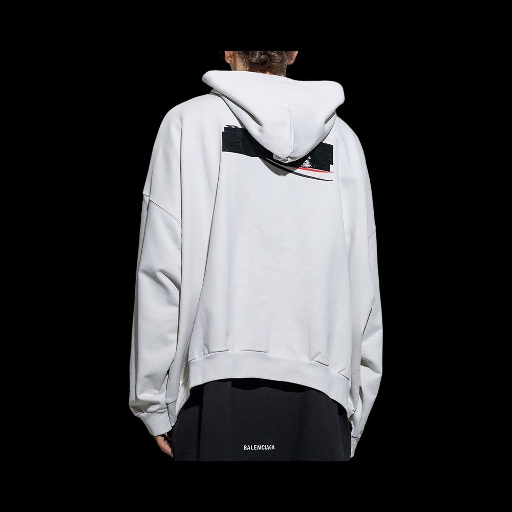 BALENCIAGA Obscured logo embroidery hoodie, 名牌, 服裝  Carousell