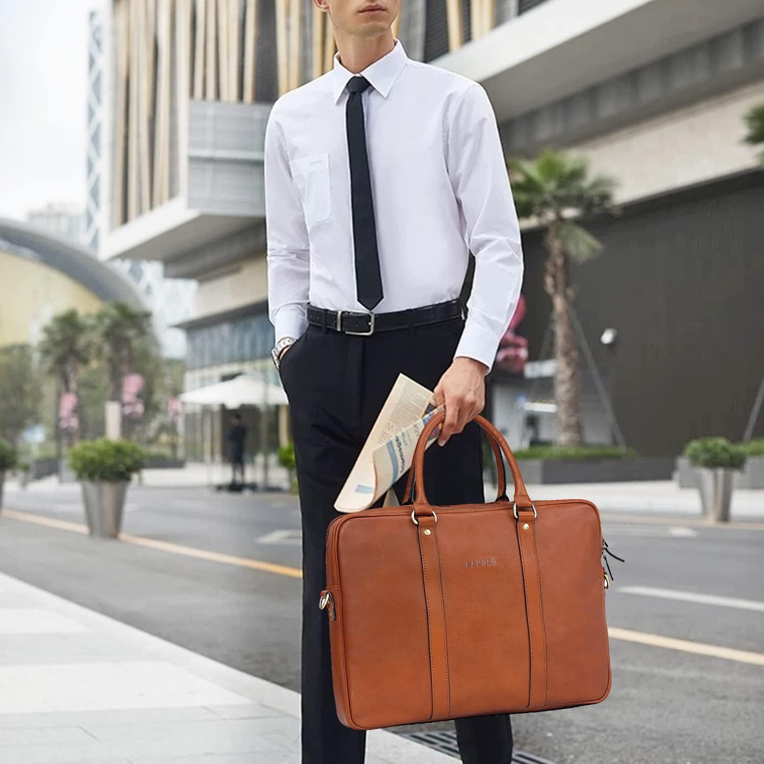 Banuce leather briefcase best sale
