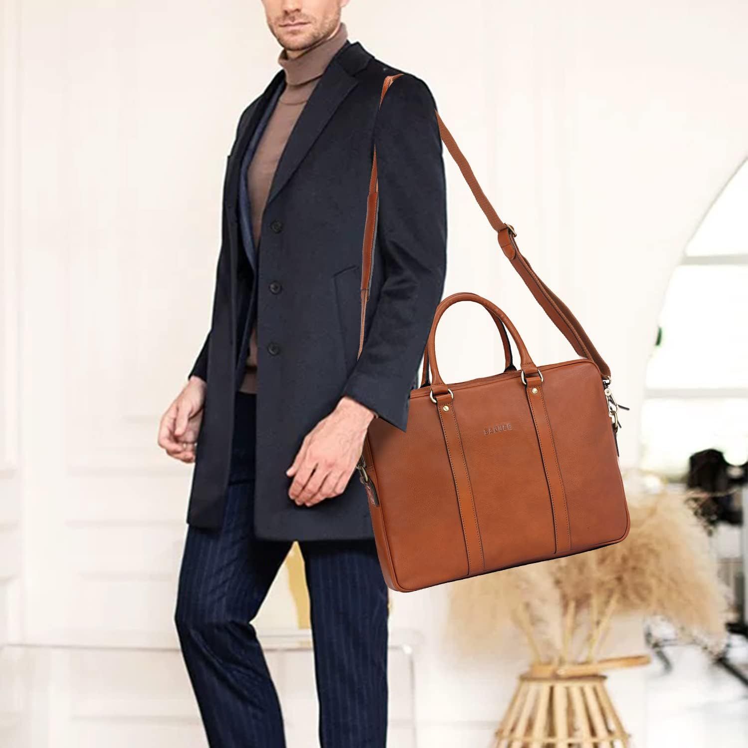 Leather Briefcase Men Banuce Vintage Leather Briefcase - Lock Attache ...
