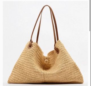 Zara, Bags, Zara Raffia Round Straw Basket Bag With Tassel