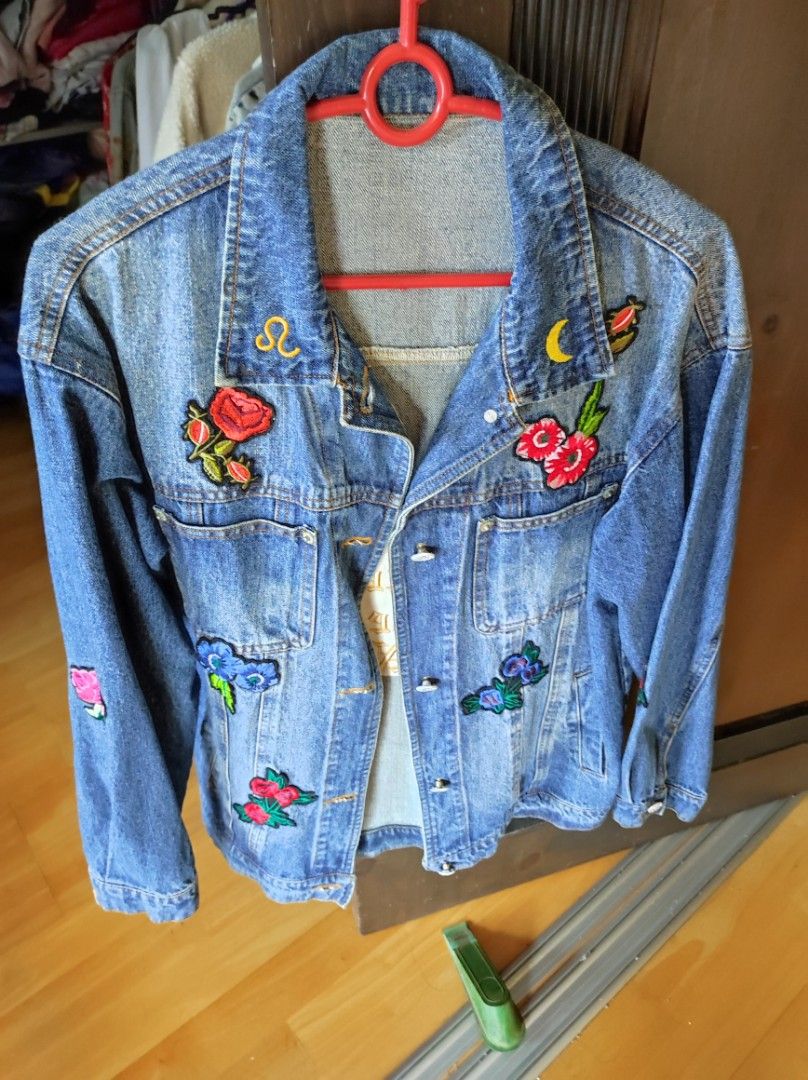H&m embroidered sales denim jacket