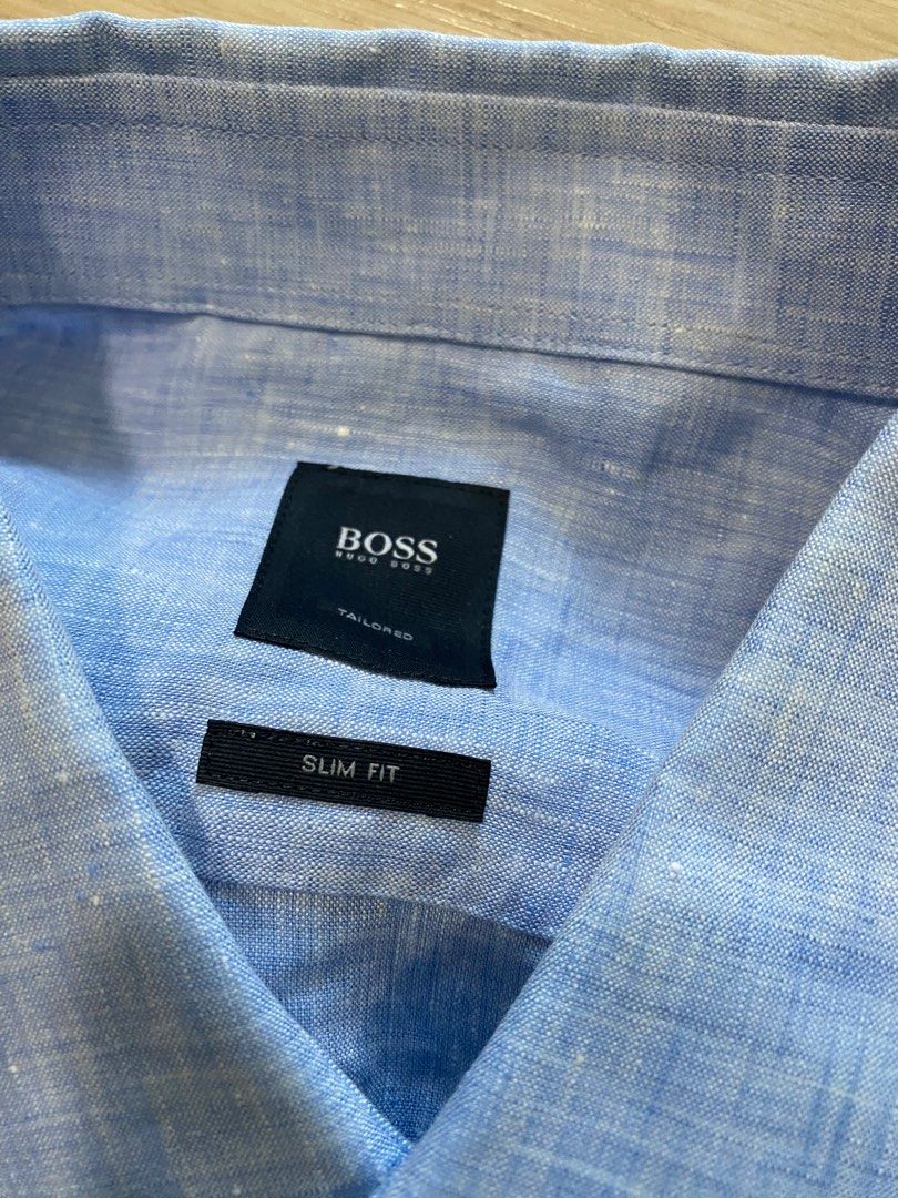 Boss linen shirt size M Tailored edition Hugo Boss Men s Fashion Tops Sets Formal Shirts on Carousell