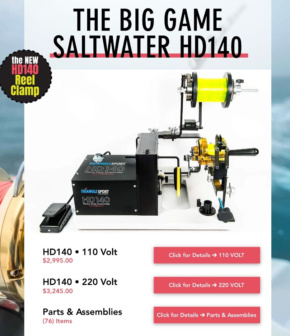 Brand New THE BIG GAME SALTWATER HD140 The ultimate fishing line spooler!  spooling machine