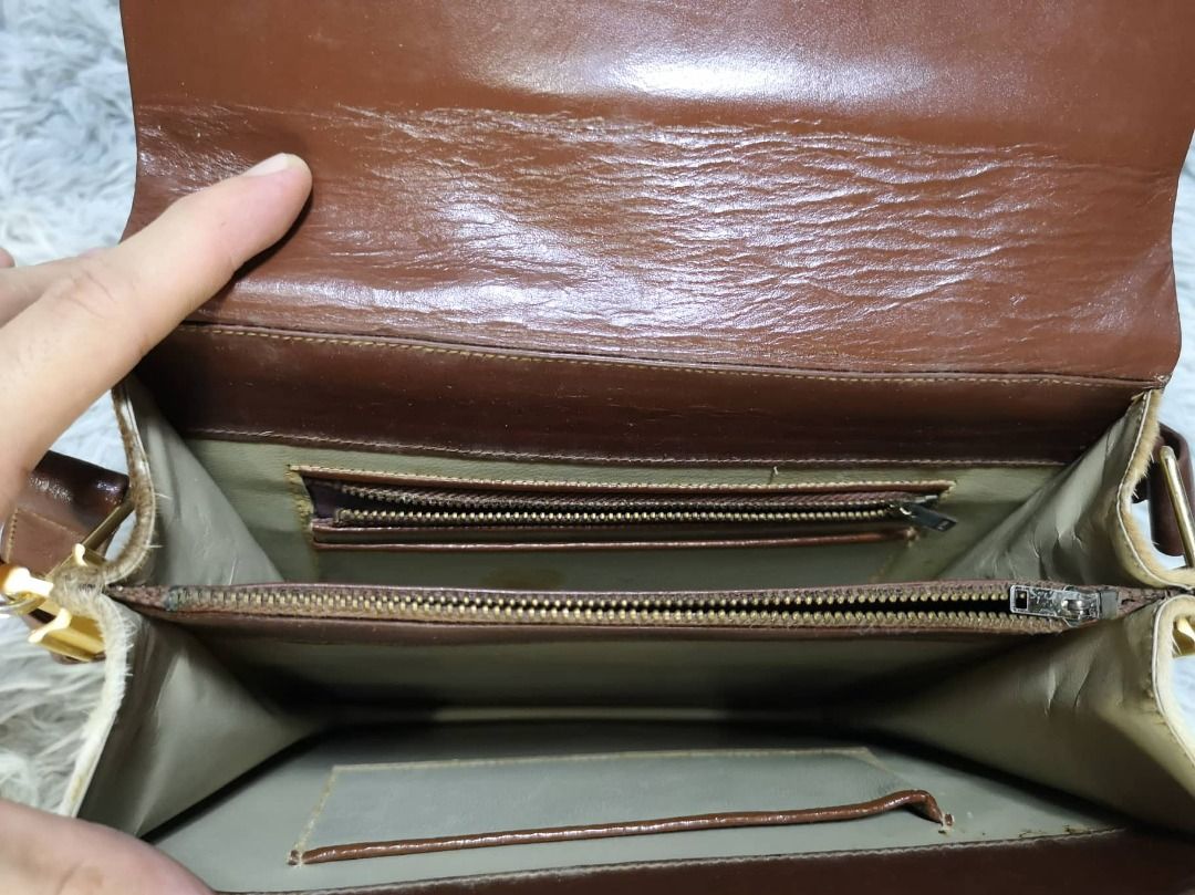 Brown Gamosa Leather Shoulder Bag on Carousell