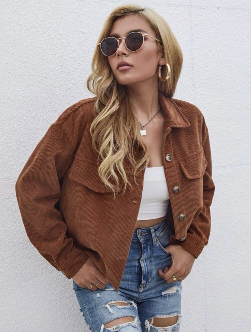 Button front pocket detail jacket, Women's Fashion, Coats, Jackets and ...