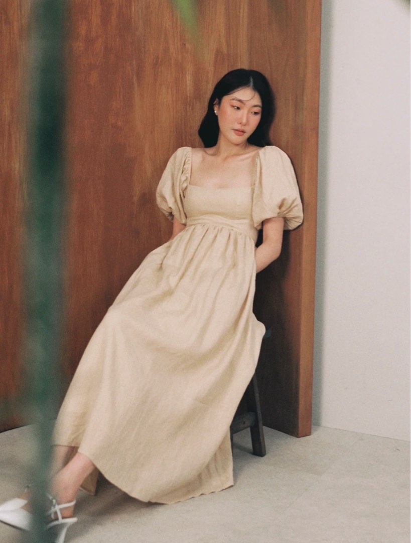 Caramel monster sherlyn dress in cream, Women's Fashion, Dresses & Sets, Dresses on Carousell