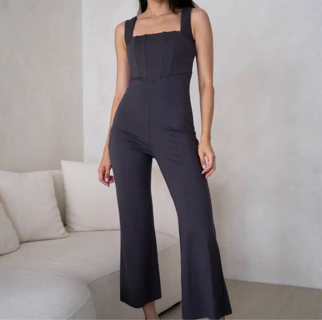 Carrislabelle Luxe Serenade Corset Jumpsuit In Gunmetal Womens Fashion Dresses And Sets 