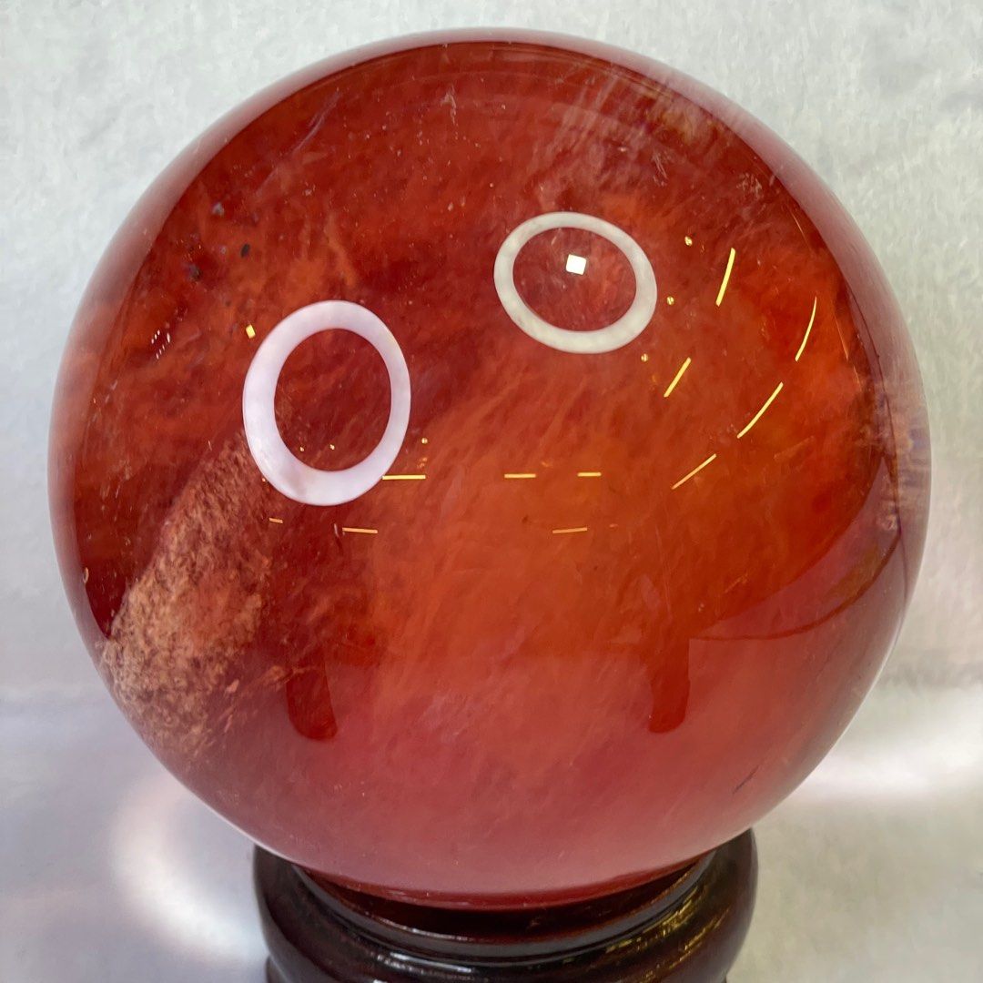 Cherry Quartz Crystal Ball Display with Wooden Stand 2,609.7g Diameter ...