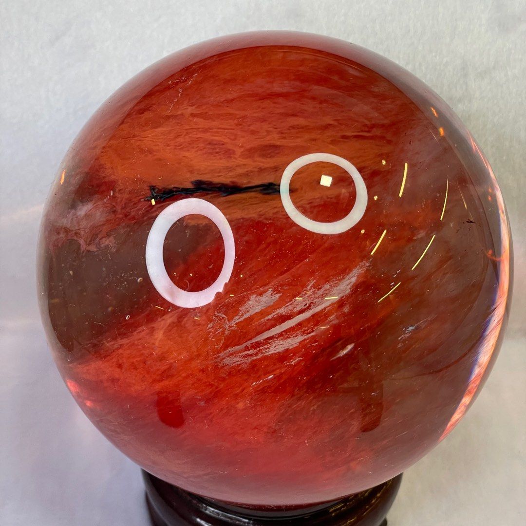 Cherry Quartz Crystal Ball Display with Wooden Stand 2,609.7g Diameter ...