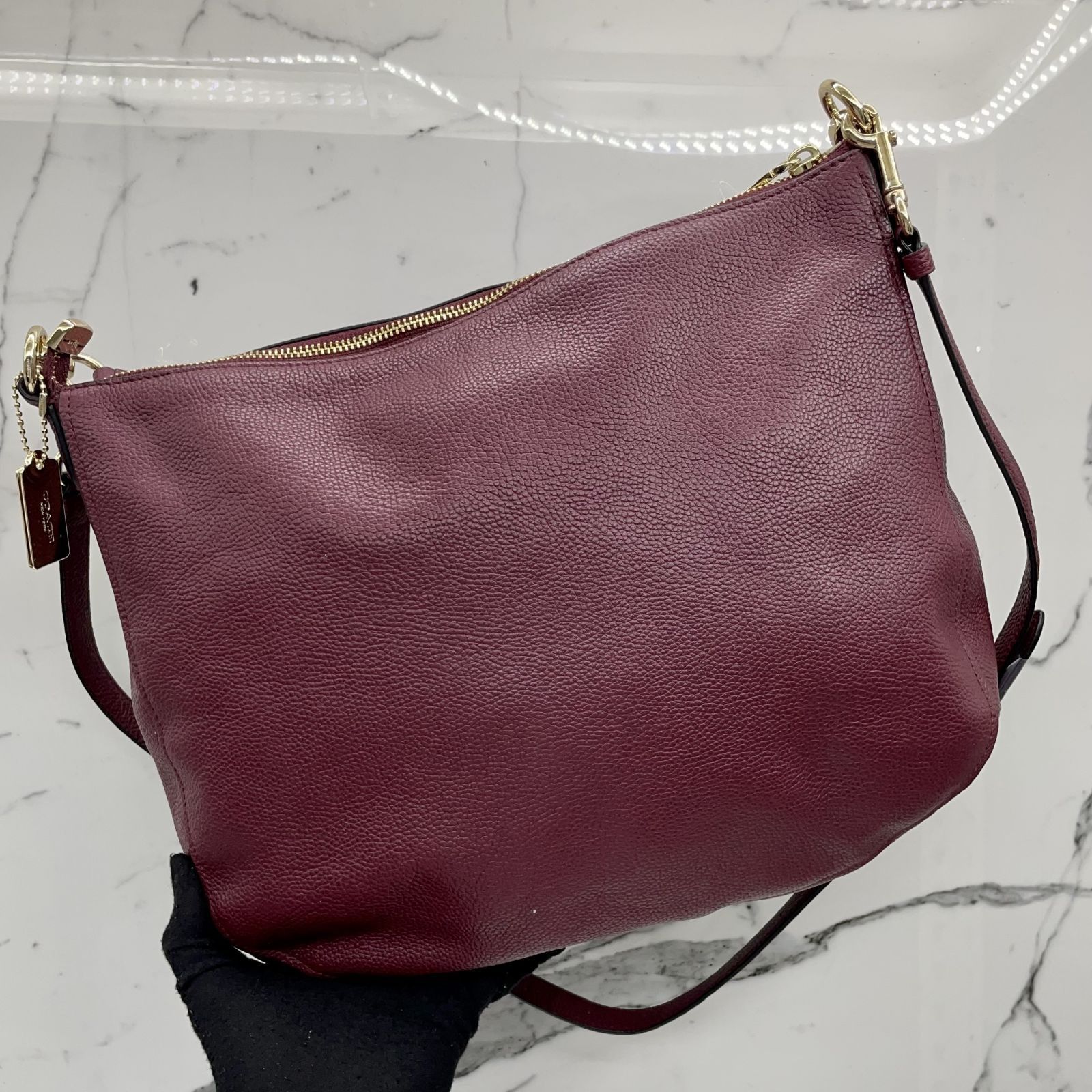 COACH 36762 MAROON LEATHER HOBO 2 WAY SHOULDER BAG 237016842 AL