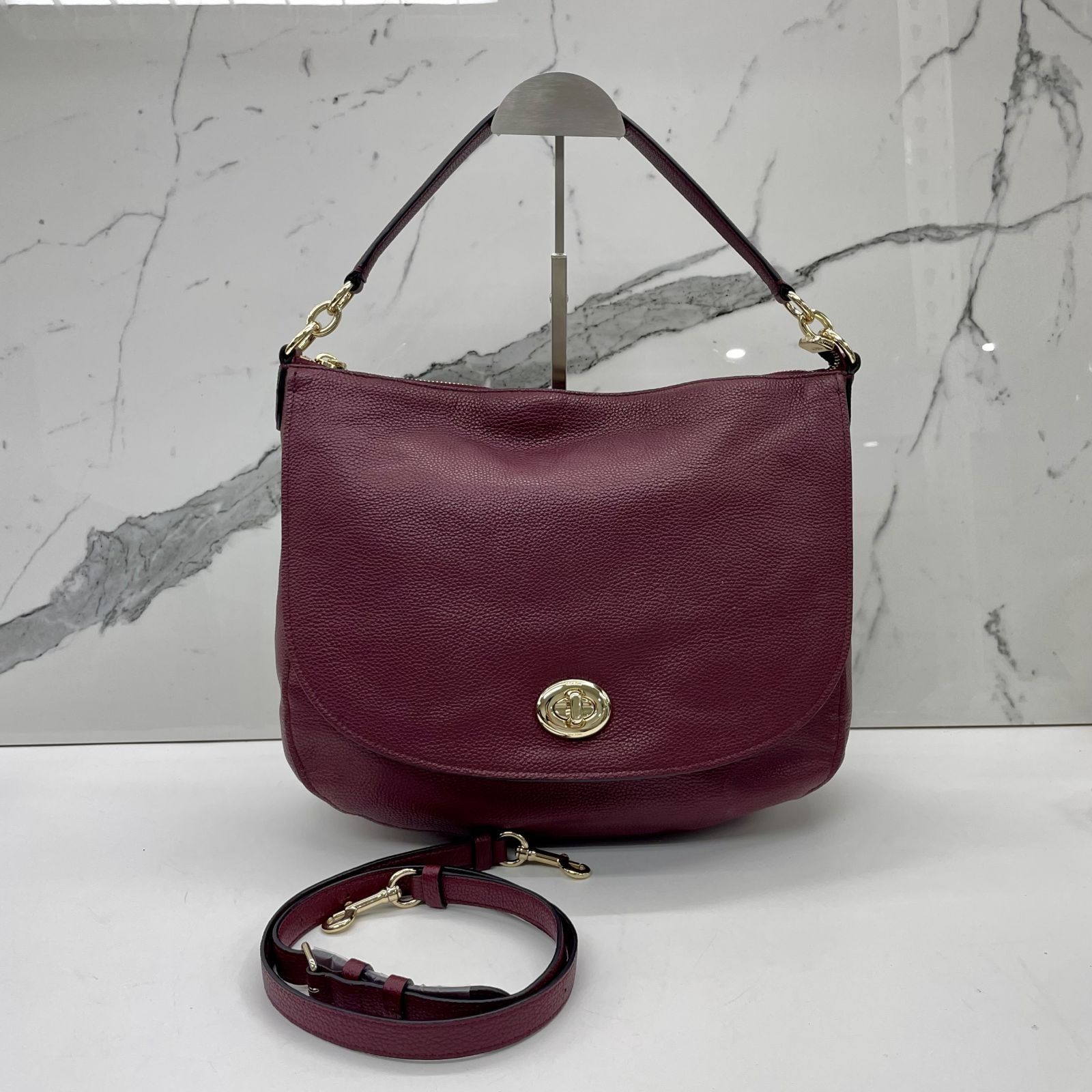 COACH 36762 MAROON LEATHER HOBO 2 WAY SHOULDER BAG 237016842 AL