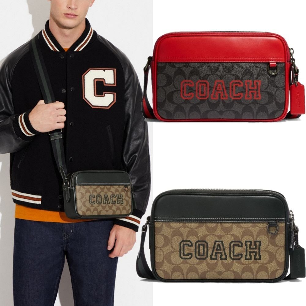 Coach Graham Crossbody In Signature Canvas With Varsity Motif (Men ...