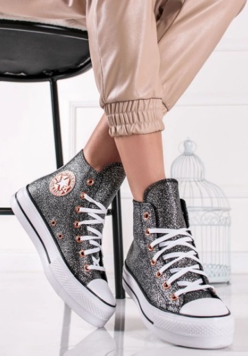 CONVERSE Chuck Taylor All Star Lift Platform Metallic Glitter Black