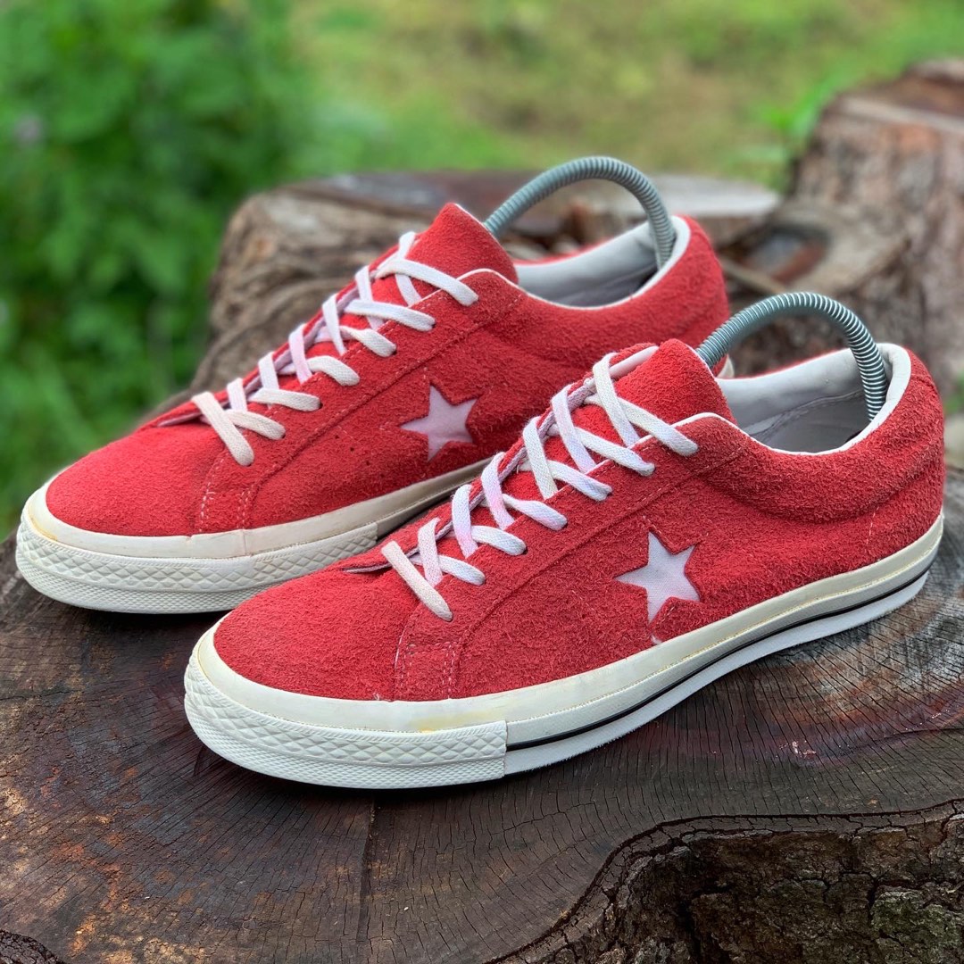 Converse One Star Suede Red Fesyen Pria Sepatu Sneakers di Carousell