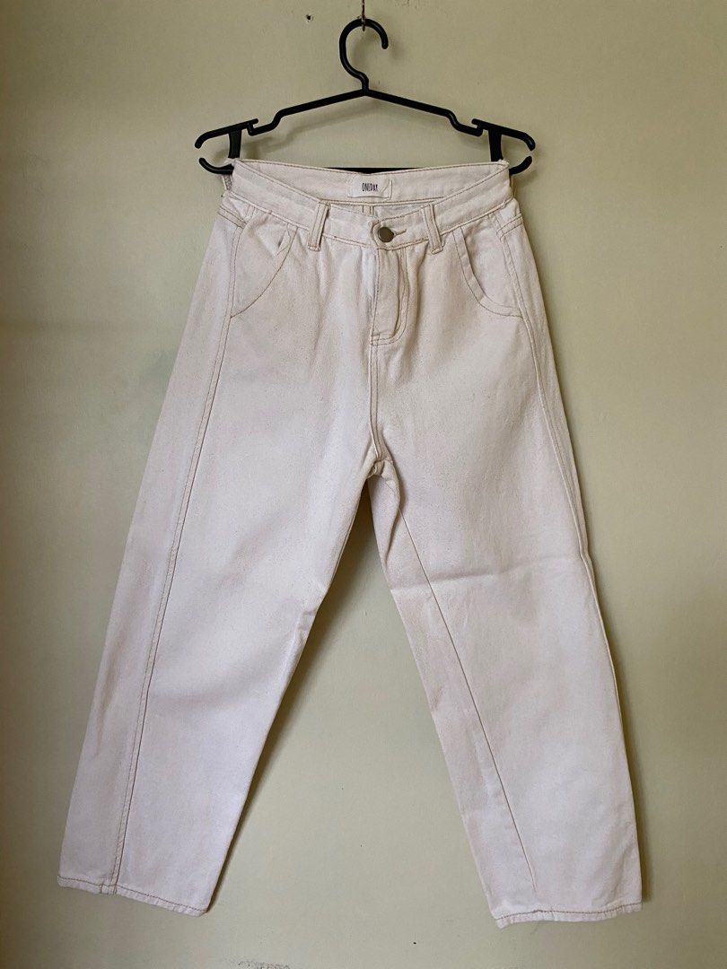 Cream Mom Jeans on Carousell