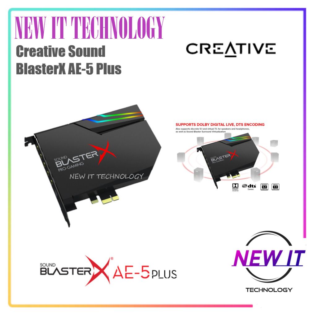 Creative Sound BlasterX AE-5 Plus SABRE32-class Hi-res 32-bit/384 kHz PCIe  Gaming Sound Card and DAC with Dolby Digital, Computers  Tech, Parts   Accessories, Other Accessories on Carousell