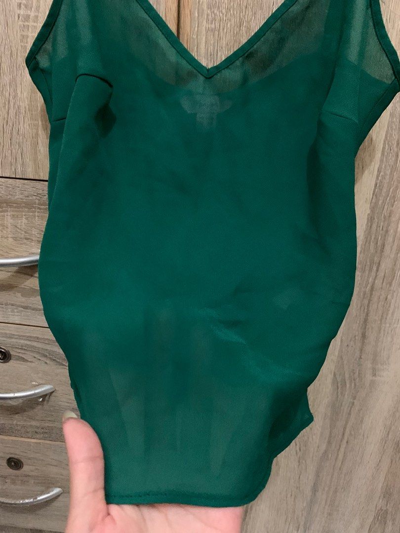 Brand new green top with sheer back main image 0