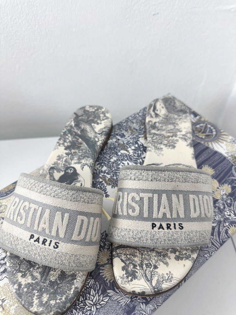 Dior Sandals Grey Women s Fashion Footwear Flats on Carousell