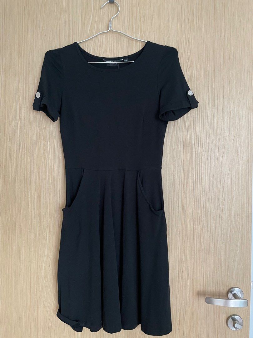 dorothy perkins t shirt dress Women's Petite Dropped Waist Tshirt Midi Dress, Black