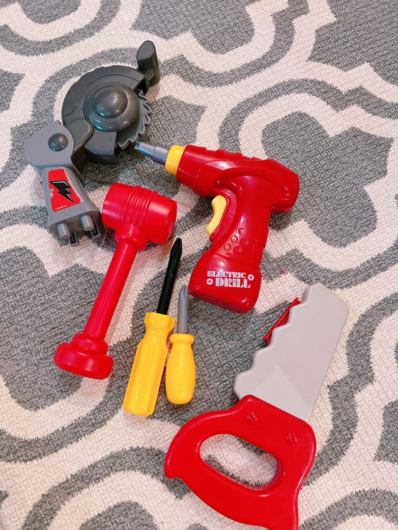 Drill with sounds Screwdriver Hammer Saw Boy Tools Kit Toy, Hobbies