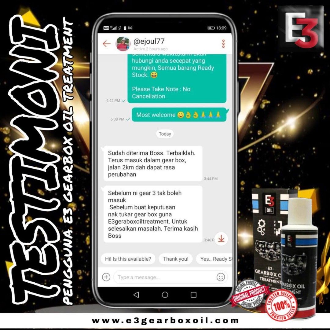E3 Oil Gearbox Treatment, Auto Accessories on Carousell