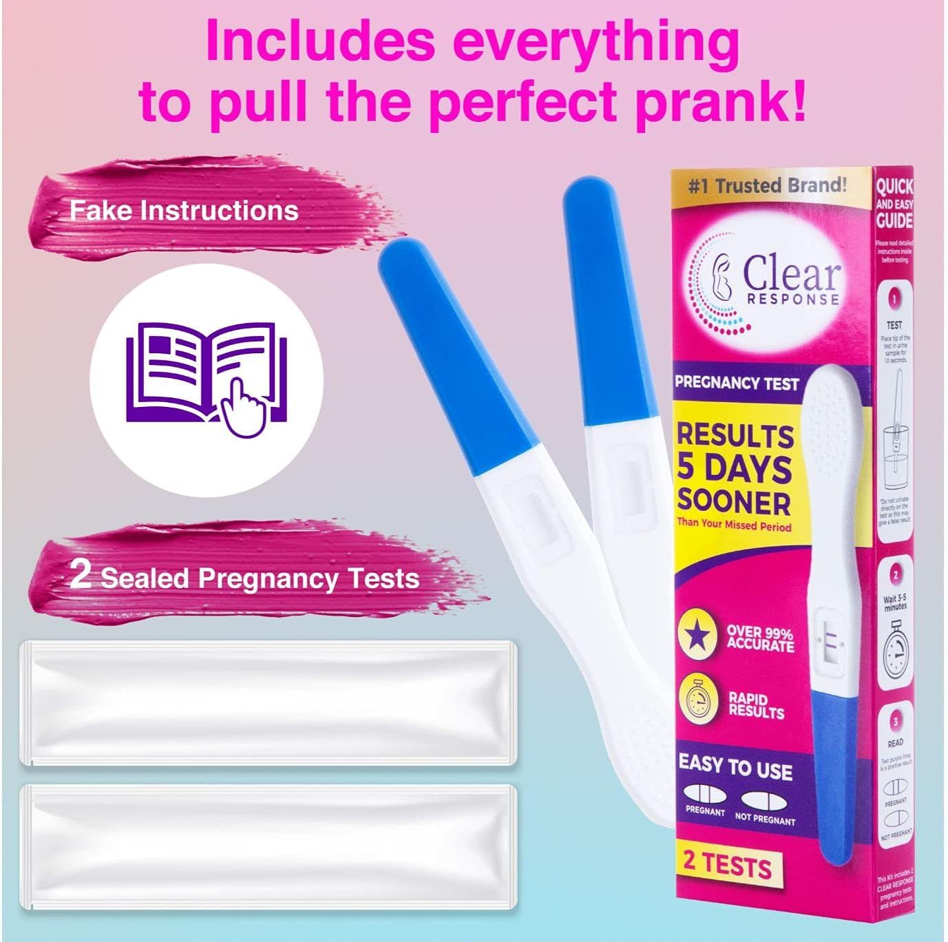 Fake Pregnancy Test Positive Prank, Practical Joke, Gag, 2 Pack
