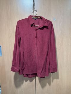 H:CONNECT 燈芯絨酒紅襯衫