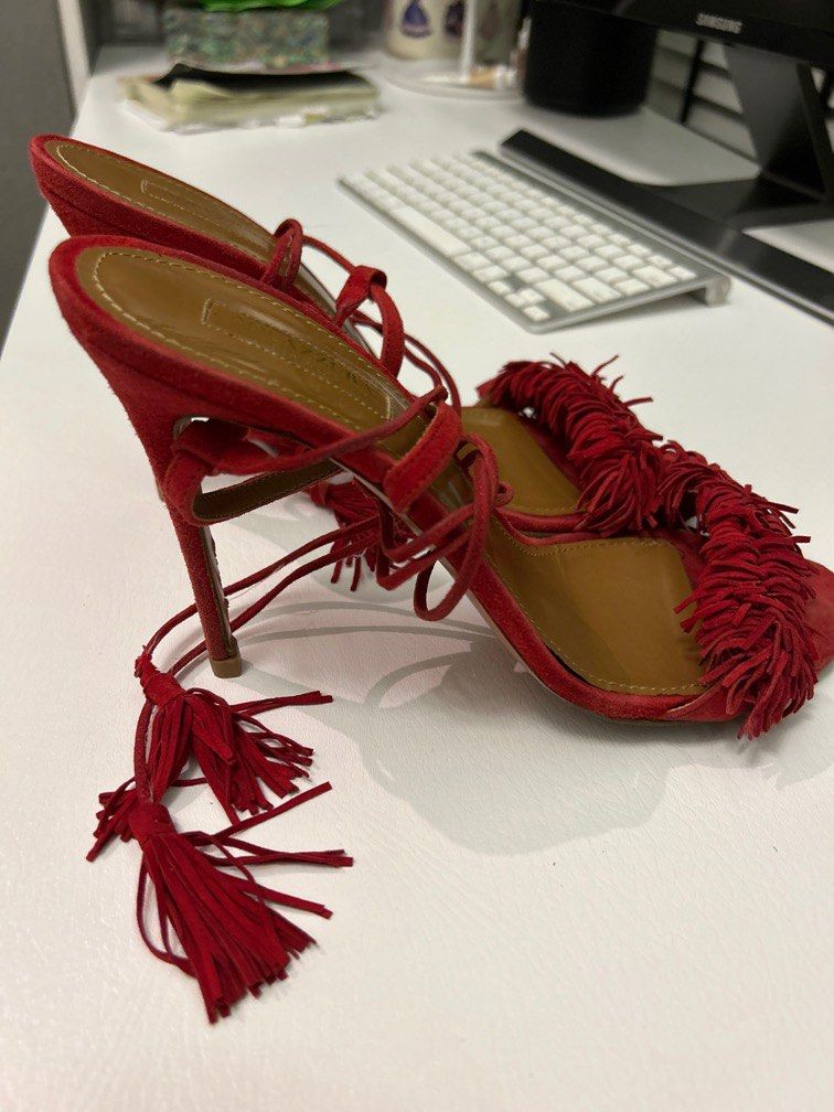 Red fringe sale heels