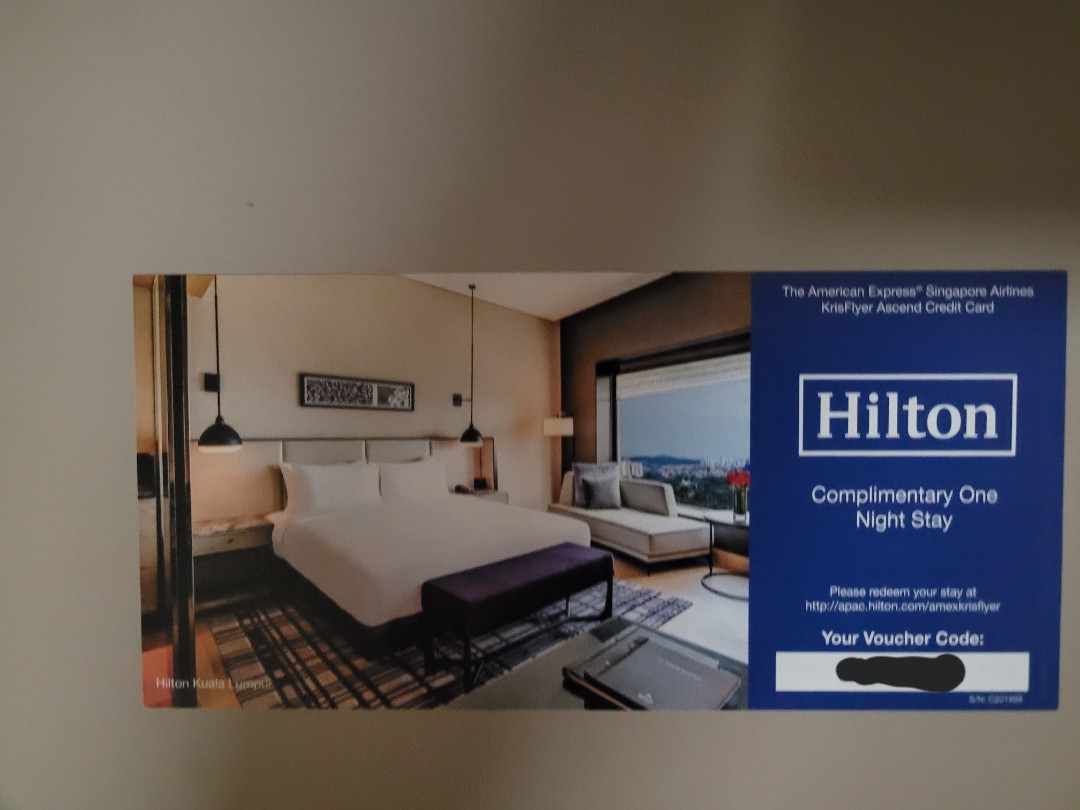 Hilton AMEX Complimentary One Night Stay Voucher, Tickets & Vouchers