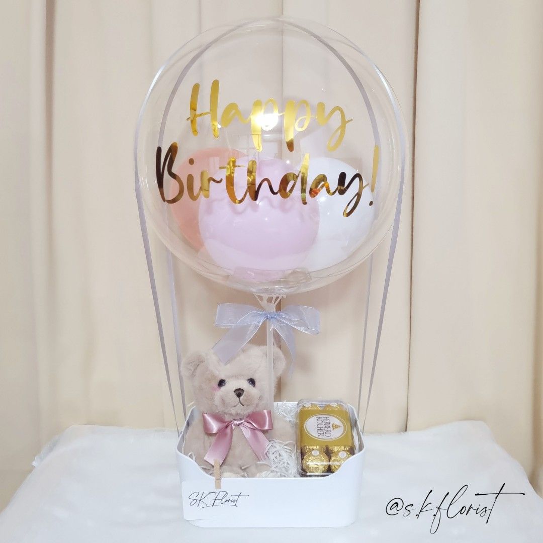 Hot Air Balloon Hamper Teddy Bear Ferrero Rocher Birthday Anniversary Christmas Food Drinks Gift Baskets Hampers on Carousell