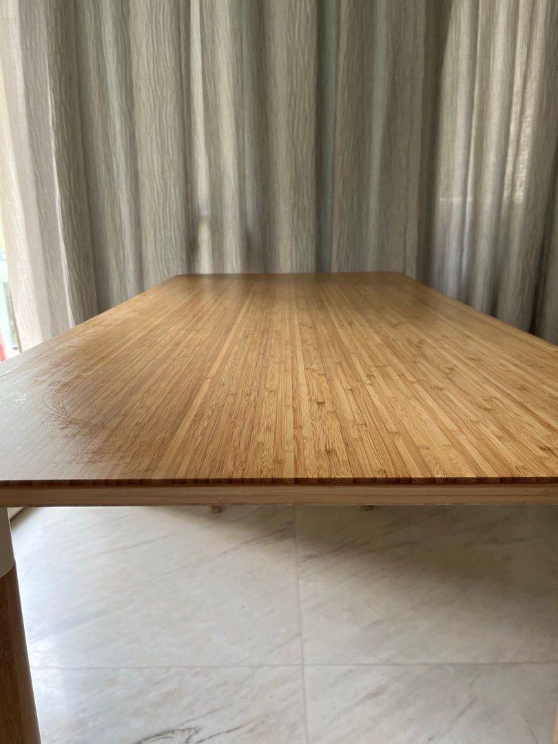 IKEA ANFALLARE / HILVER dining table, bamboo, 140x65 cm, Furniture ...