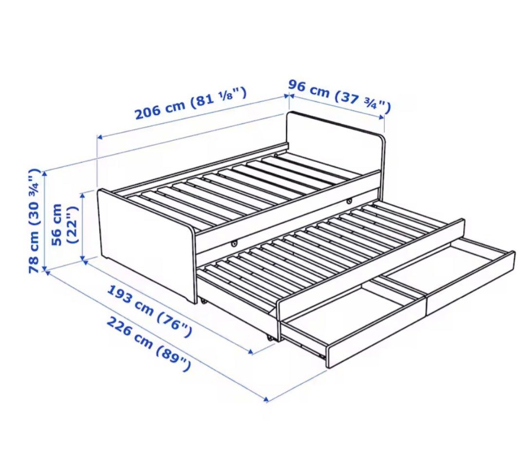 Ikea Slakt Single Bed with Underbed and Storage, Furniture & Home