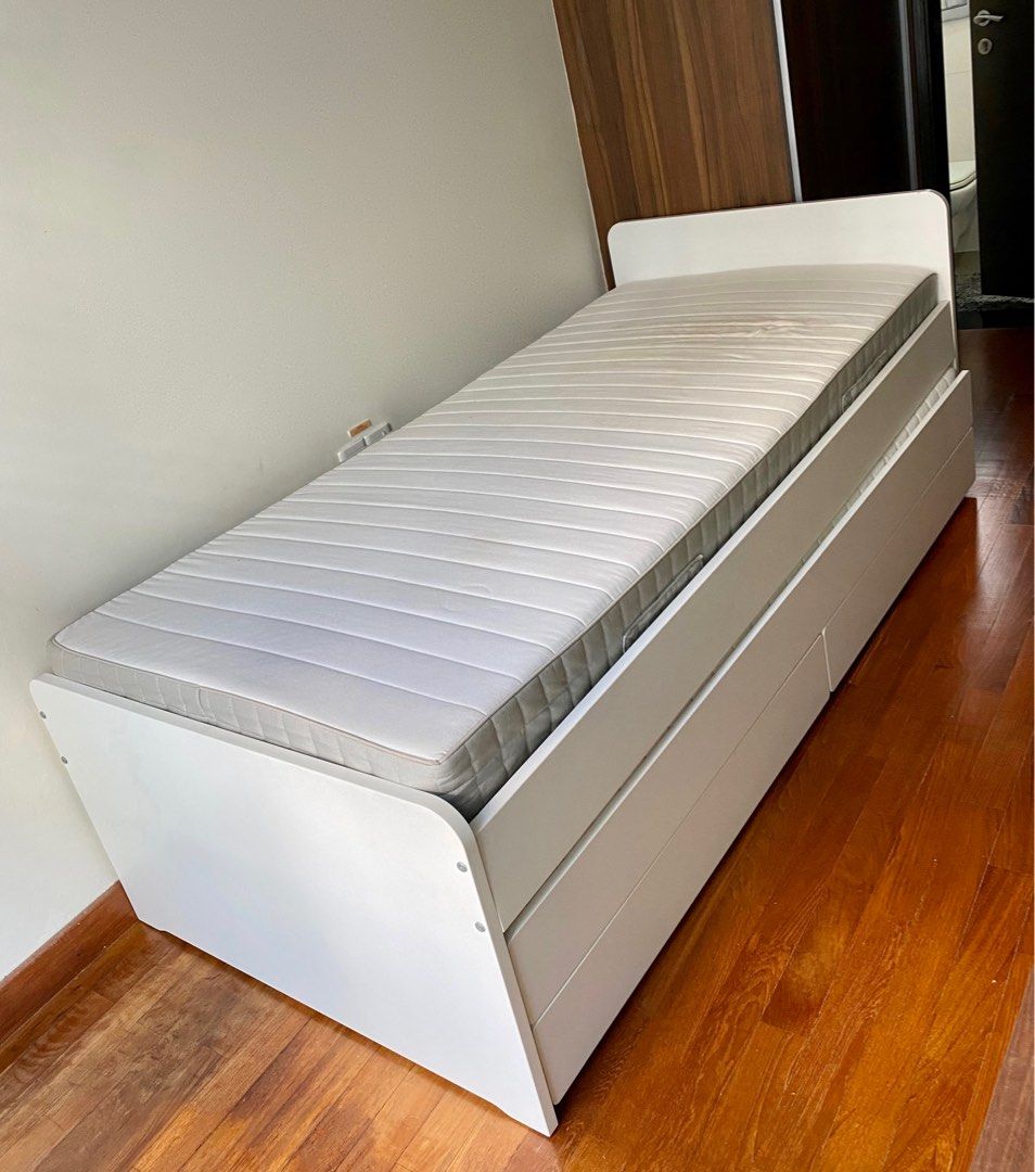 Ikea Slakt Single Bed with Underbed and Storage, Furniture & Home