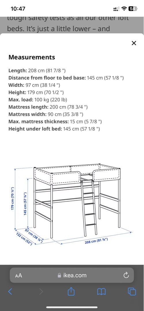 IKEA Tuffing Loft Bed Frame, Furniture & Home Living, Furniture, Bed