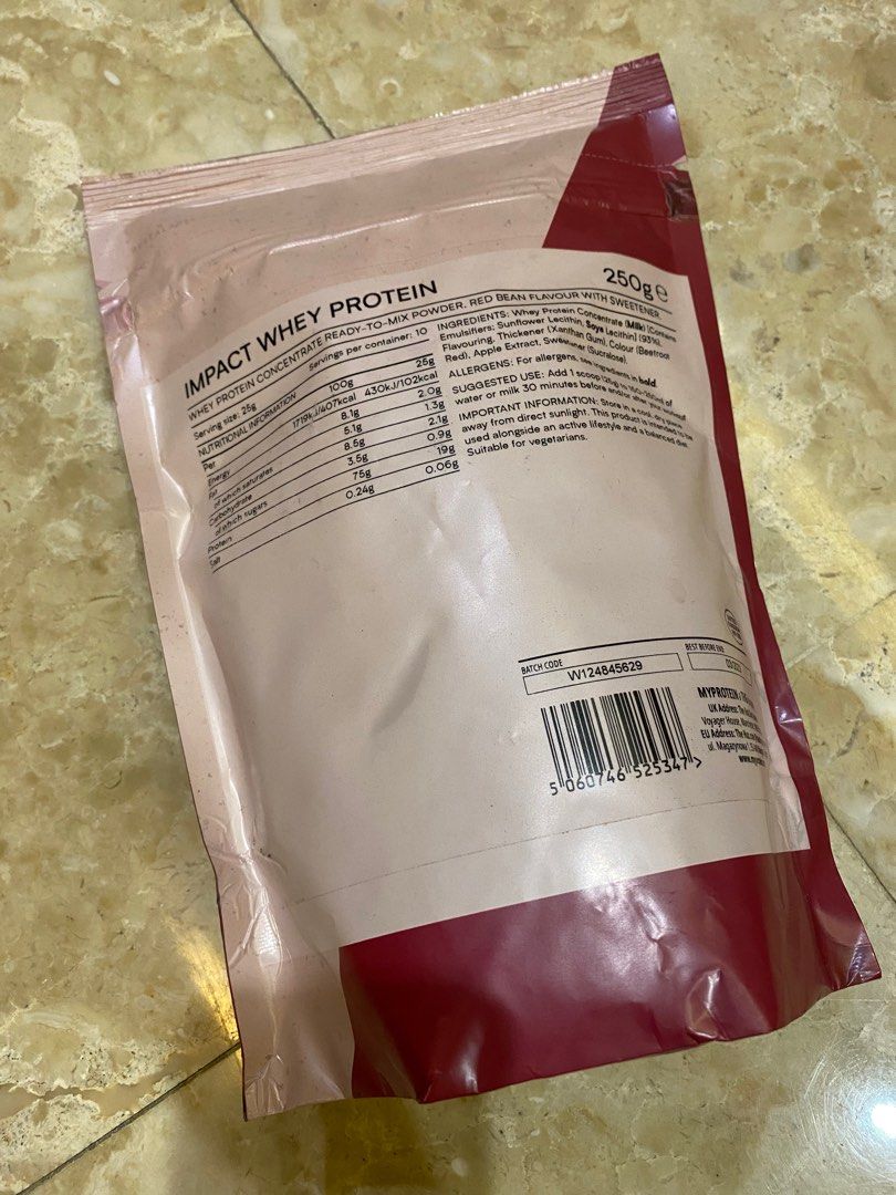 Impact Whey Protein Red Bean Flavor (Expired), Food & Drinks, Other Food & Drinks on Carousell