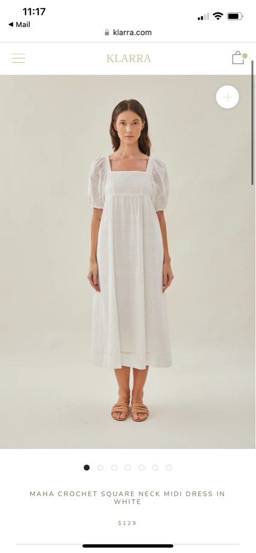 Maha Crochet Square Neck Midi Dress in White – KLARRA