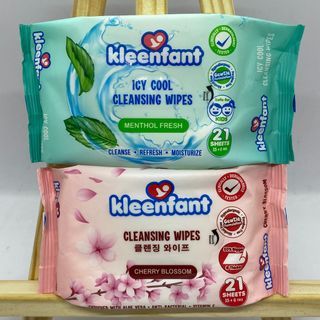 Kleenfant Cleansing Wipes 21 Sheets Cherry Blossom & Icy Cool Menthol Fresh