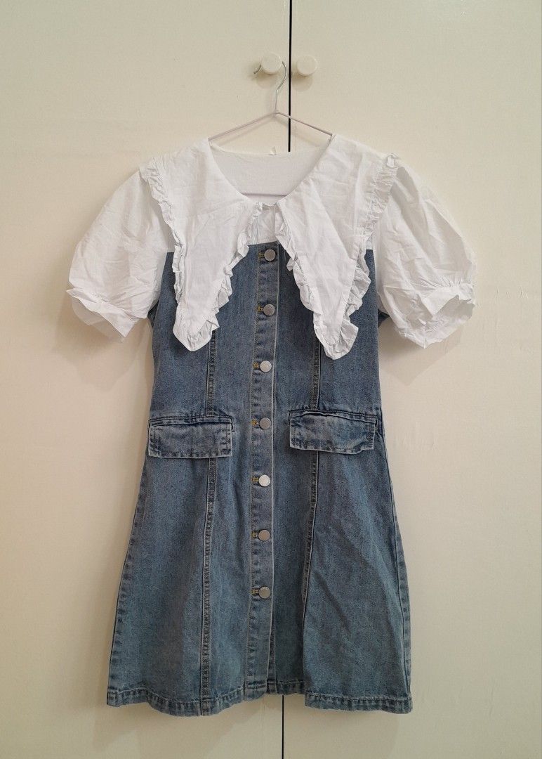 Korean Denim Puff Sleeve Dress, Women's Fashion, Dresses & Sets, Dresses on Carousell Korean Denim Puff Sleeve Dress, Women's Fashion, Dresses & Sets, Dresses on Carousell