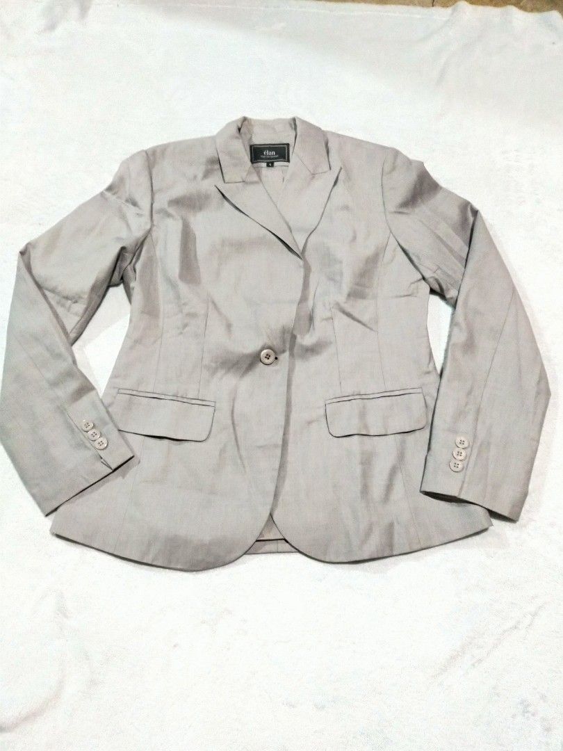 Èlan Gray Blazer for women on Carousell