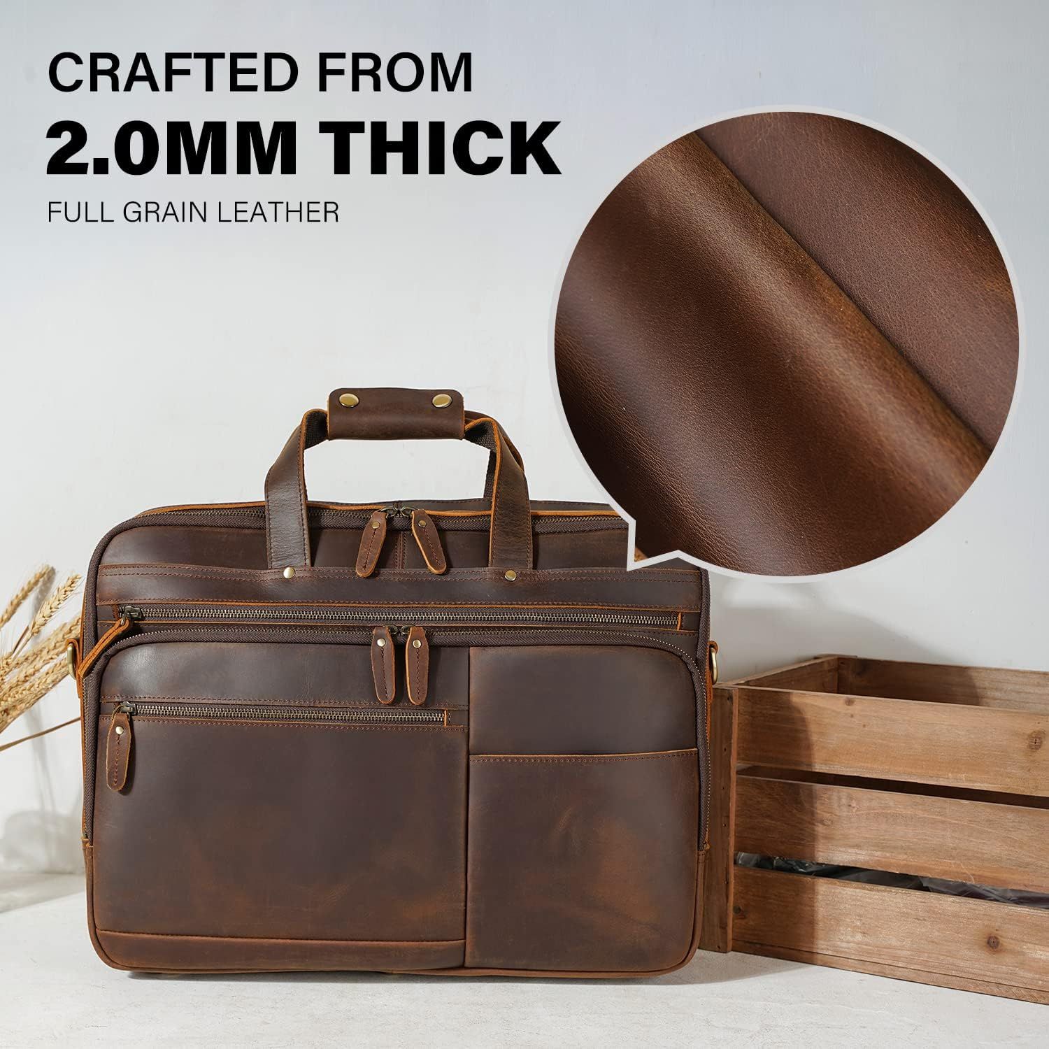 Mens full clearance grain leather briefcase