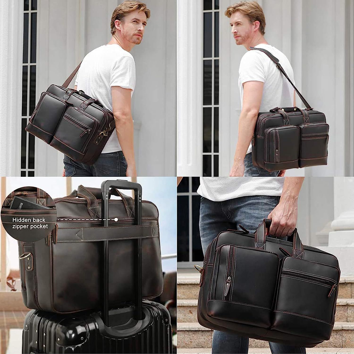 Mens leather hotsell briefcase laptop bag