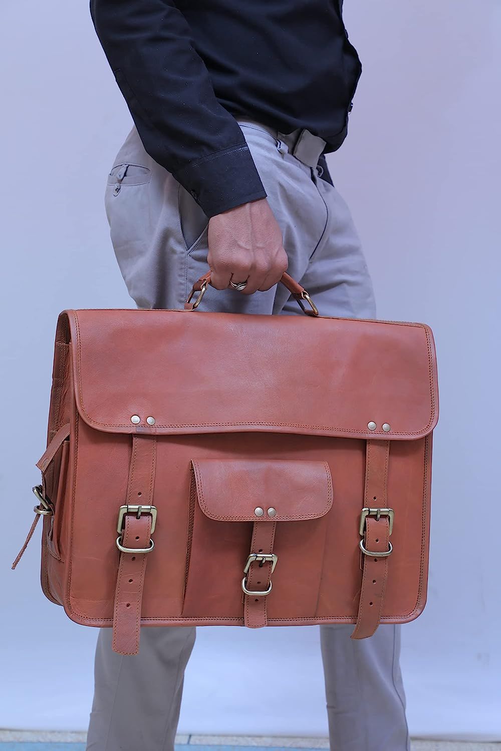 Leather Laptop Bag Leather Messenger for Men and Women