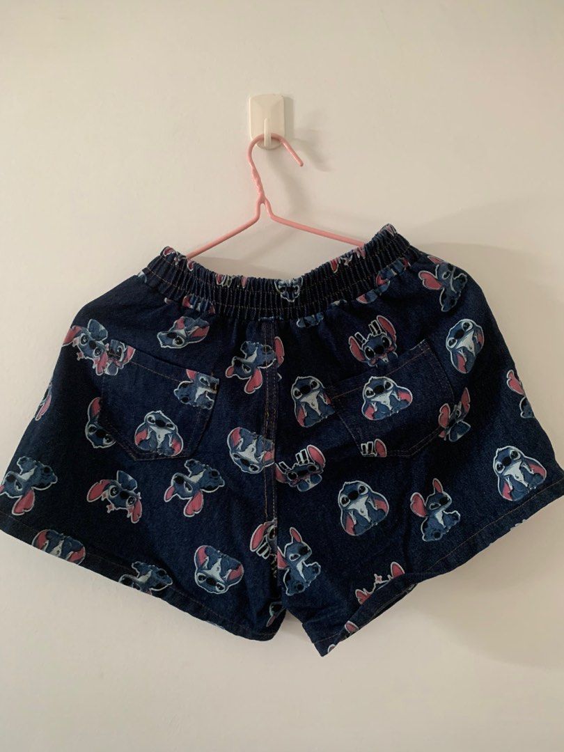 Lilo & Stitch Emoji Cartoon Printed Jeans Jacket Set, Women's Fashion ...