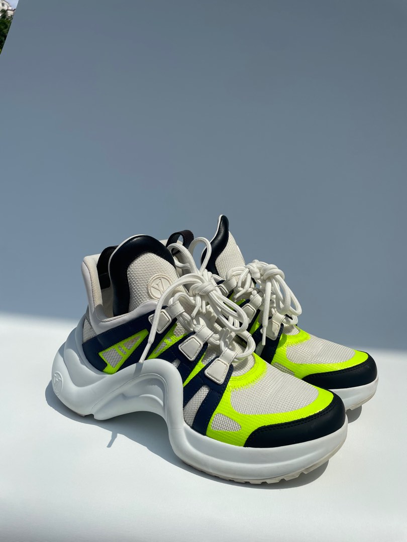 LOUIS VUITTON Suede Mesh Mens Tenis View Sneakers 8.5 White