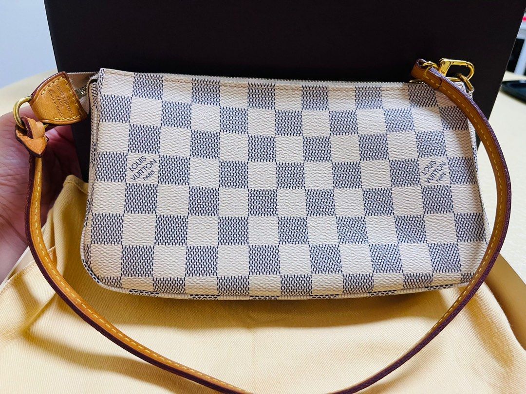 White and Blue Damier Azur Coated Canvas Mini Pochette Accessoires Gold  Hardware, 2015