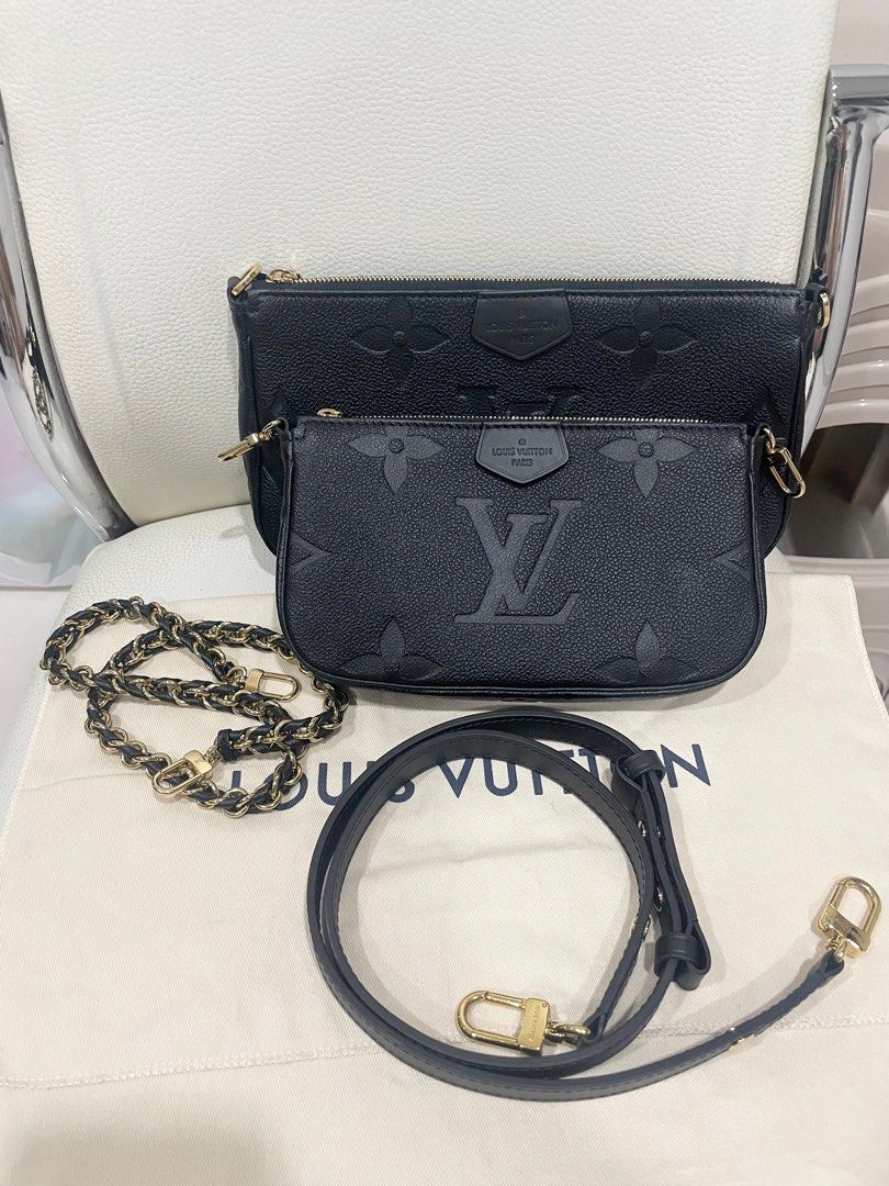 LOUIS VUITTON Multi Pochette Accessories Empreinte Clutch Bag Black