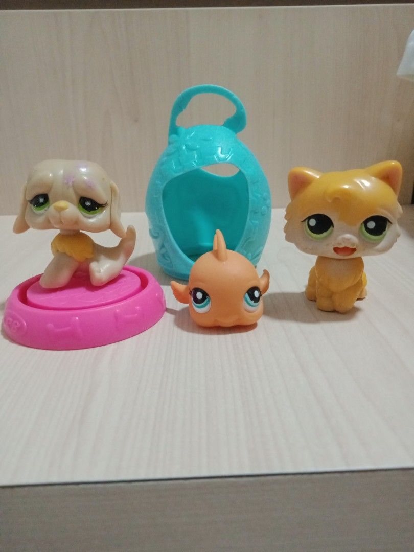 lps littlest pet shop dog cat fish set authentic