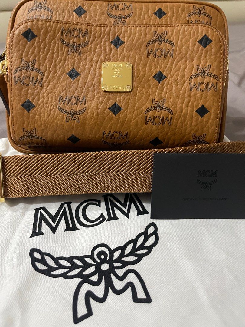 Mcm visetos original slg crossbody bag cognac sales