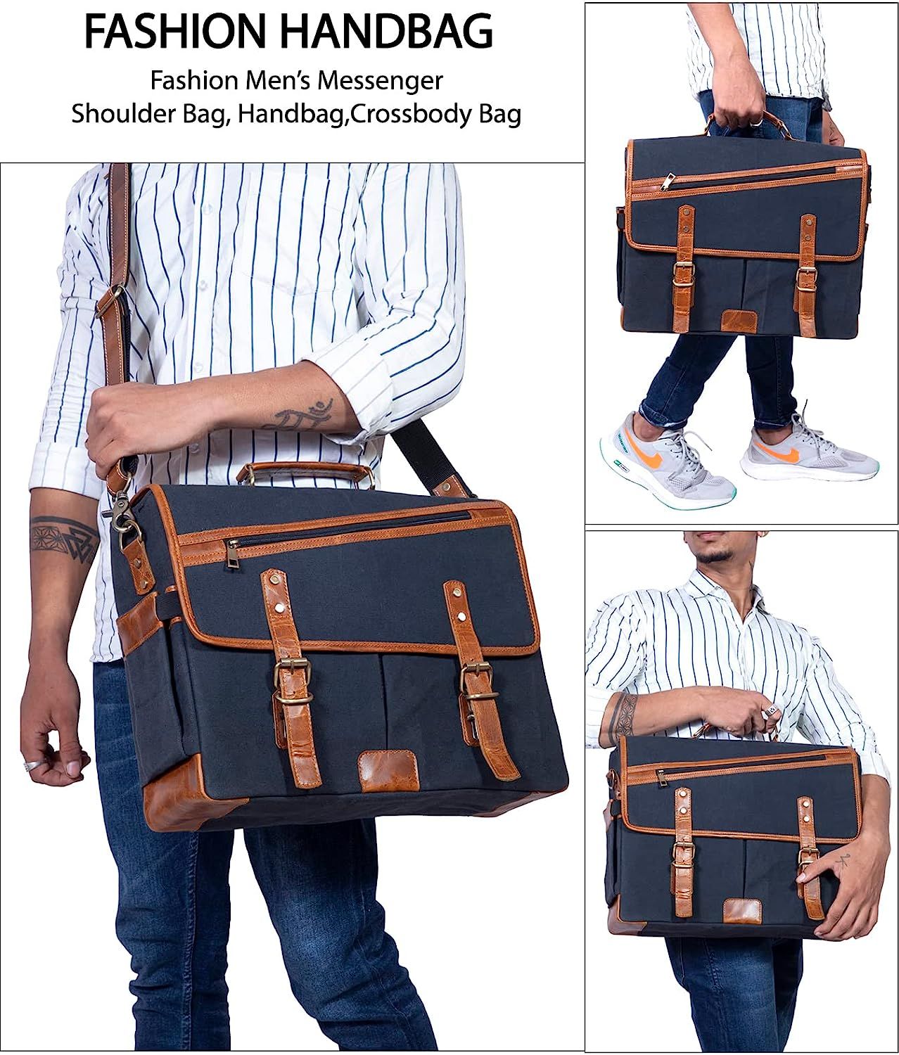 Mens canvas briefcase bag top