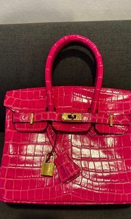 Hermes 35cm Rose Tyrien Epsom Leather Palladium Plated Birkin Bag